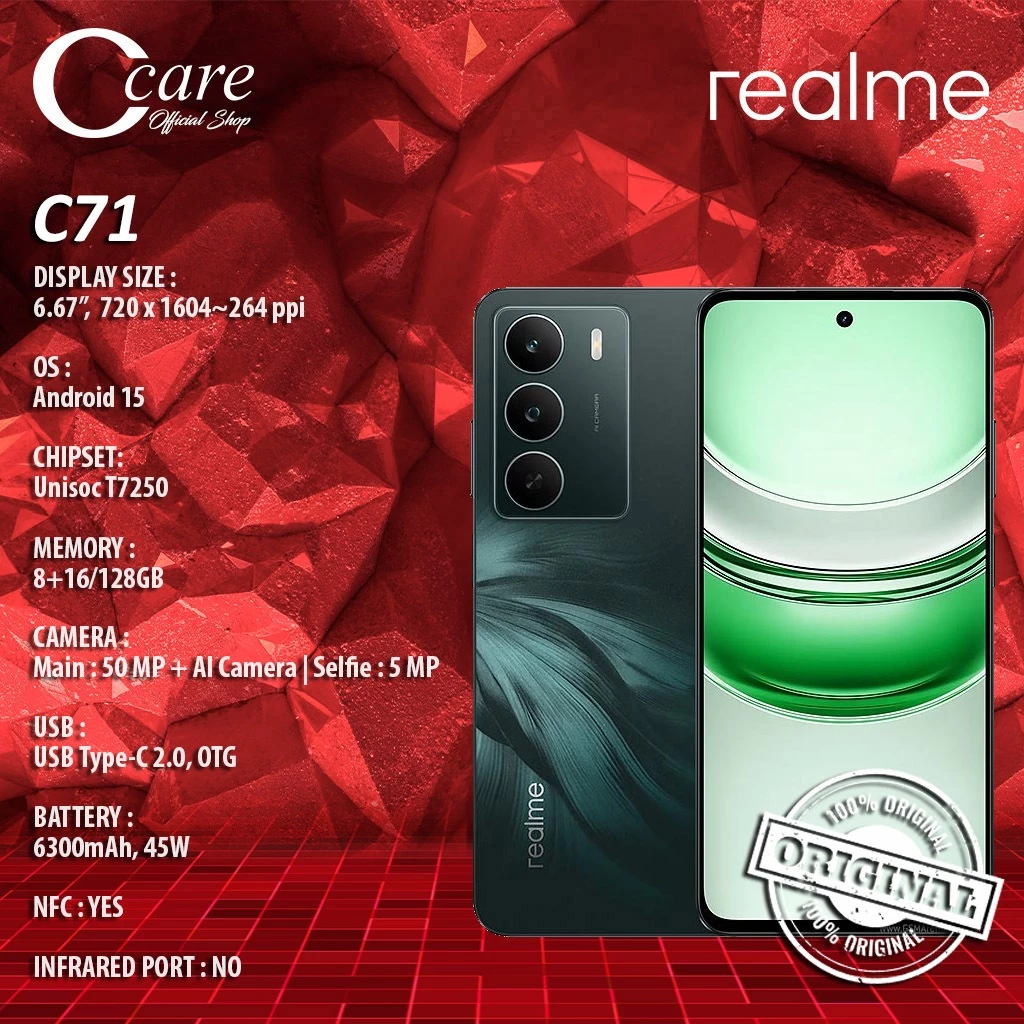 REALME C71 RAM 6/128GB & 8/128GB (GARANSI RESMI) Harga 1,735,000 Ringgit*Penghantaran Percuma