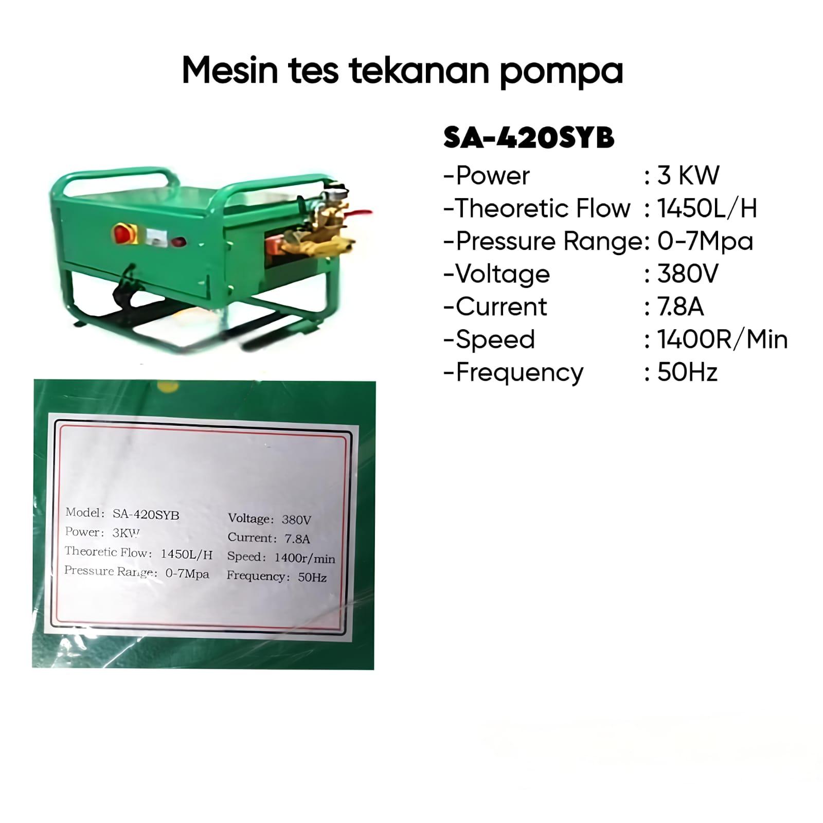 Maxpump Sa-420Syb Electric Pressure Test Pump 3Kw 0-7Mpa Electric Test Pump Tool Electric Pipe Leak Test Pump 380V Harga 13,261,500 rupiah*Gratis Ongkir