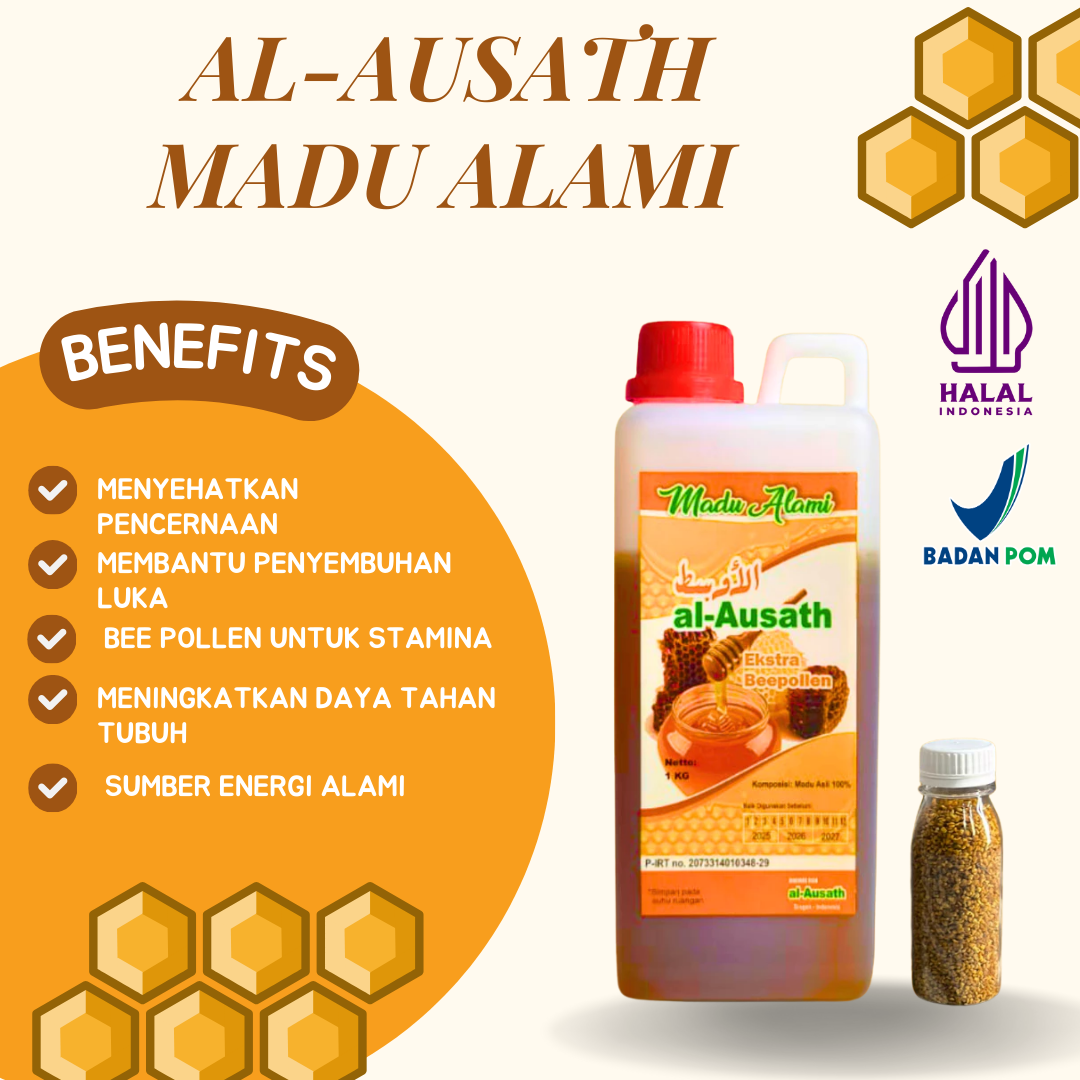 Al-Ausath Original Premium Full Nektar Honey - 100% Original Pure Honey Without Any Mixture + Free Bon…