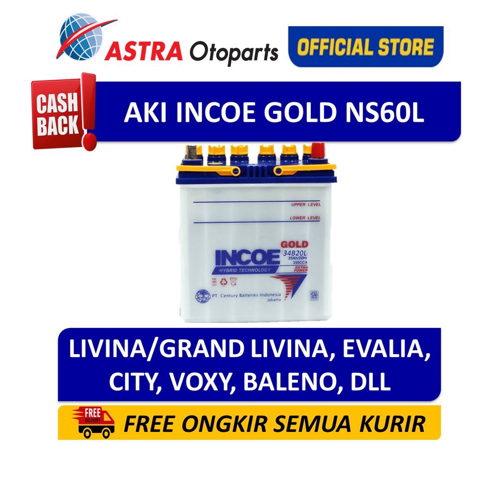 Aki Mobil Incoe Gold NS60L INGO-NS60L Livina Grand Livina City dll Harga 804,000 rupiah*Gratis Ongkir