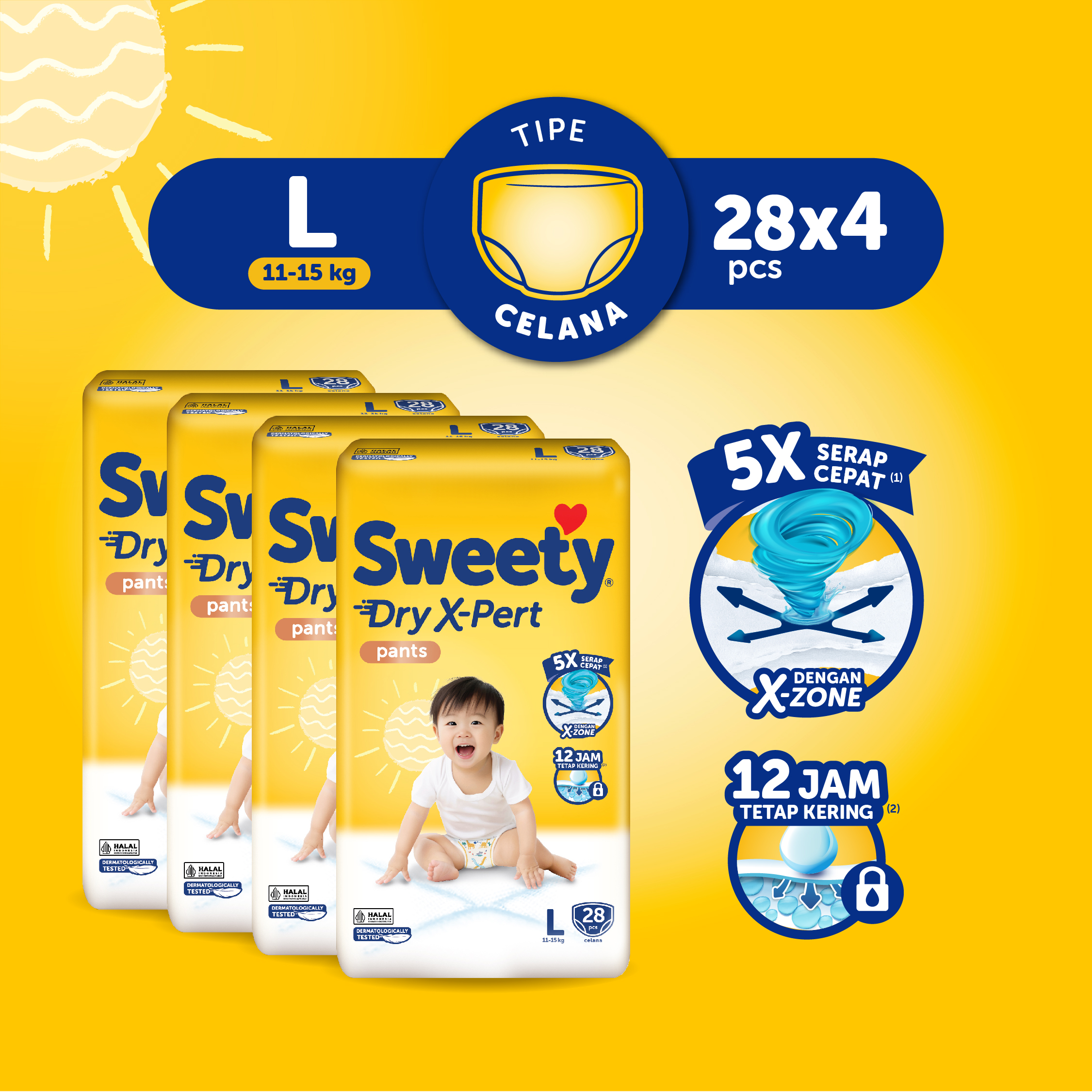 [Paket isi 4] Sweety Bronze Dry X-Pert Pants L28 Harga  180,500 rupiah*Gratis Ongkir