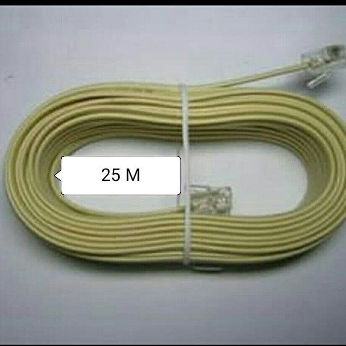 Kabel Line Telepon 25 M + Jack RJ 11/ Telfon Telpon 25 M Meter + RJ 11 Giá 42,500 Đồng*Miễn phí vận chuyển
