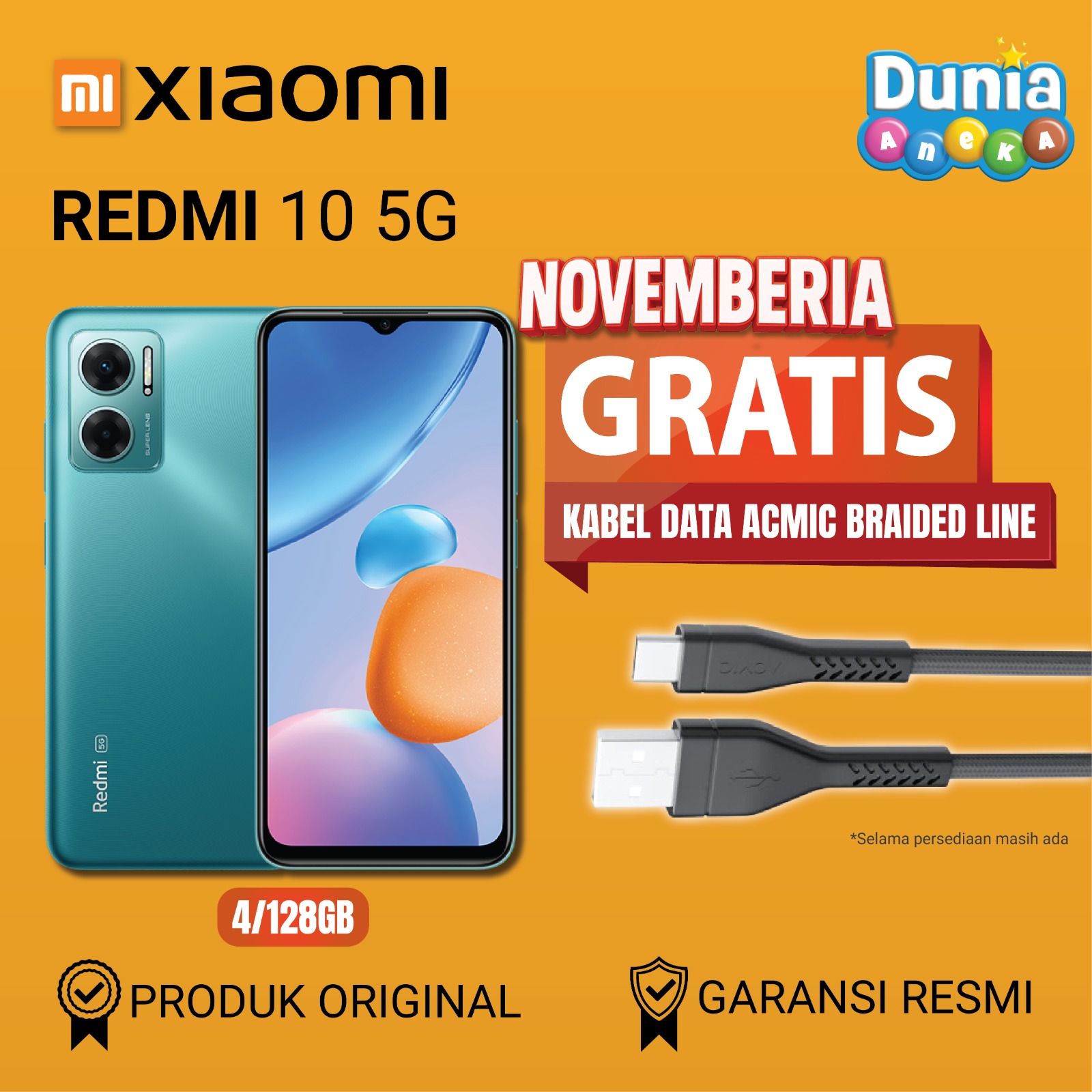 HP Xiaomi Redmi 10 5G 4GB RAM/128GB ROM-6.58 screen-5000mAh battery-acmic data cable bonus braided line type-C-official warranty Harga  2,150,000 Ringgit*Penghantaran Percuma