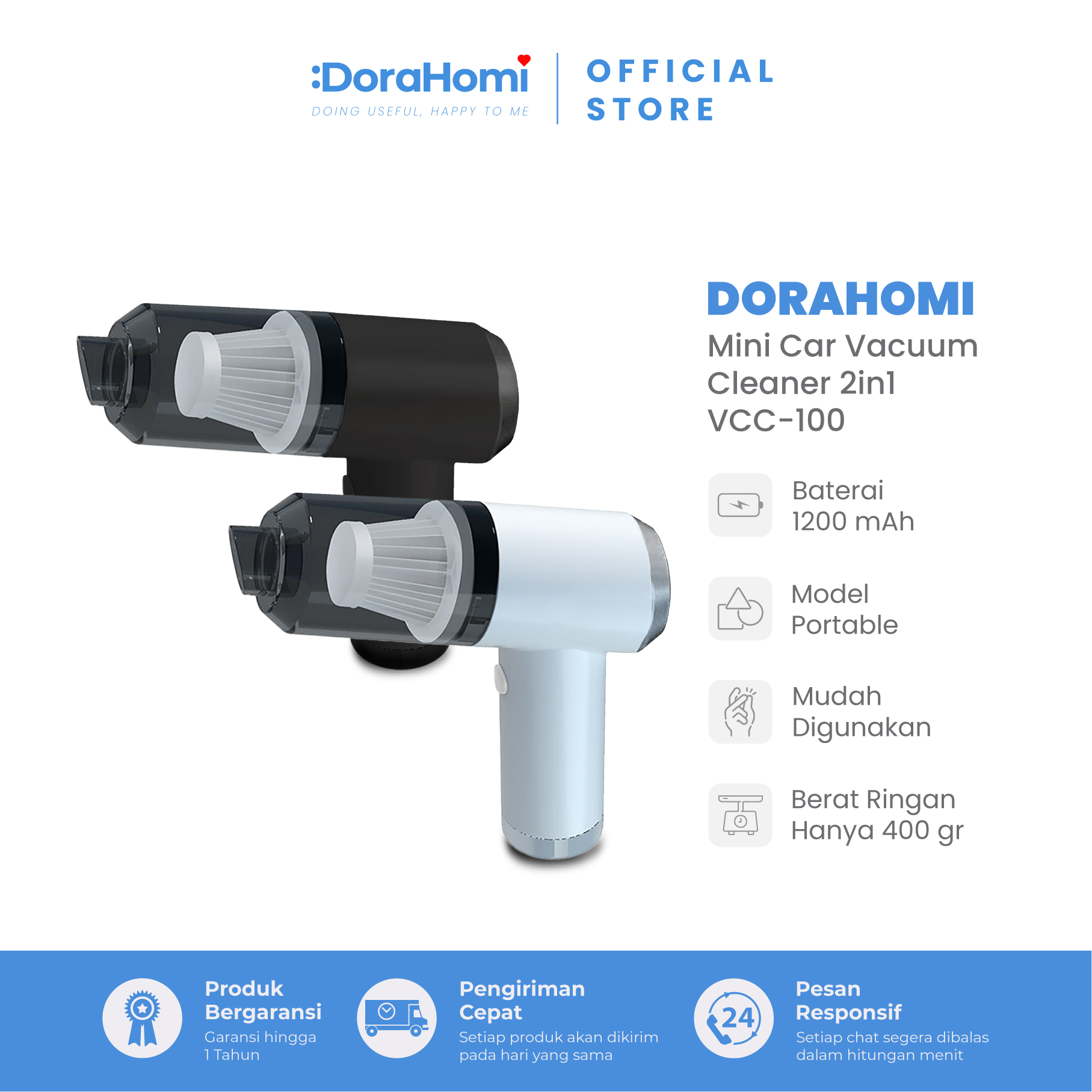 Dorahomi vacum cleaner portable mini USB 2 in 1 car vacuum cleaner wireless Matera vacuum cleaner Harga 79,200 rupiah*Gratis Ongkir