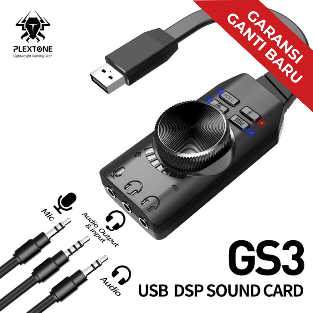 Plextone GS3 Mark II USB DSP Soundcard Adapter Audio Amplifier Virtual 7.1 - Merek Plextone Harga 95,000 rupiah*Gratis Ongkir