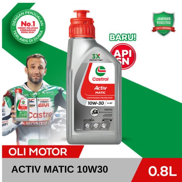 Original Castrol Matic Oil 10W30 800 ml 100% Original Lubricant for Beat Vario Scoopy Mio Xride Pcx Harga 54,900 rupiah*Gratis Ongkir