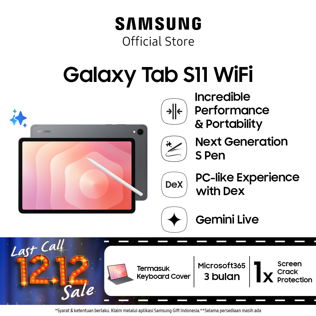 Samsung Galaxy Tab S11 Wifi 12/256Gb - Gray | Ai Tablet | Android Tab | Long-Lasting Battery | Samsung Dex Harga  14,999,000 Ringgit*Penghantaran Percuma