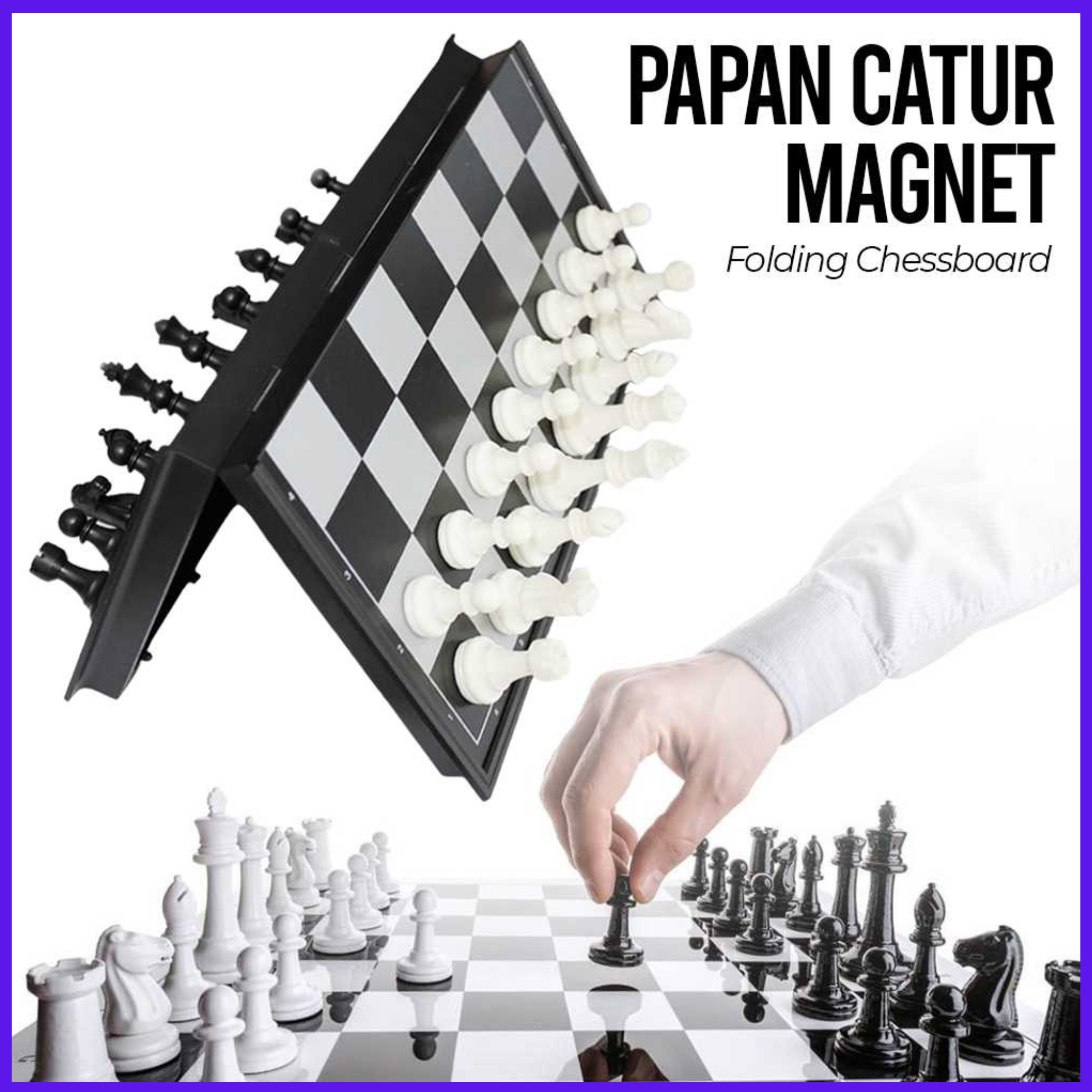 Permainan Papan Catur Magnet Lipat Folding Chessboard Mewah