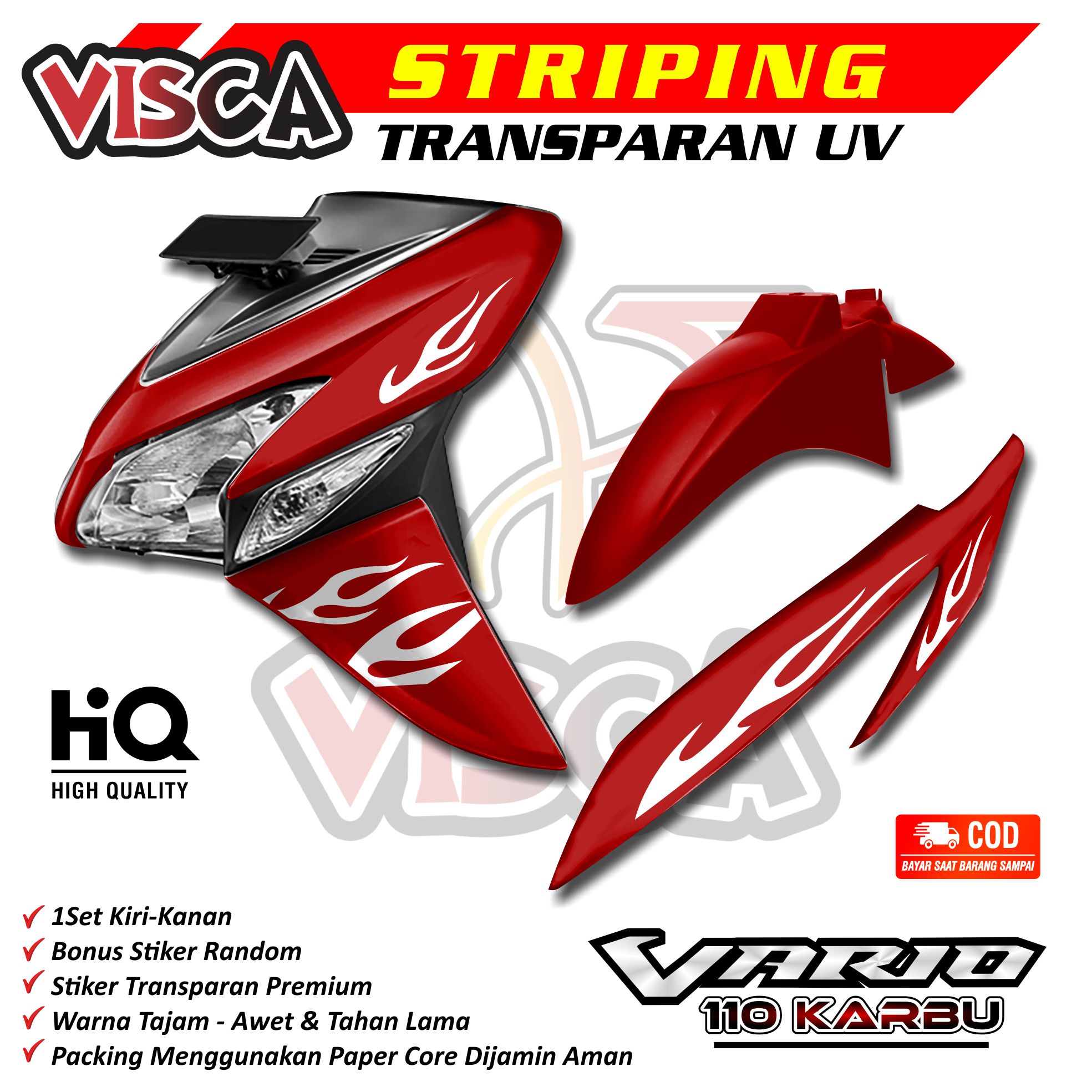 Transparent Striping Vario 110 Karbu Simple Design Flame Variations Harga 29,000 rupiah*Gratis Ongkir