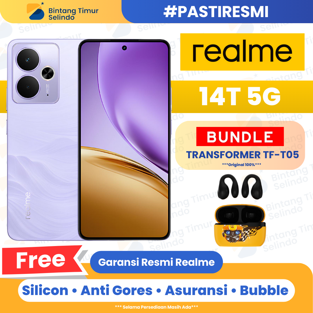 Realme 14T 5G 8/128GB & 8/256GB-1 year official warranty Harga 2,750,000 rupiah*Gratis Ongkir
