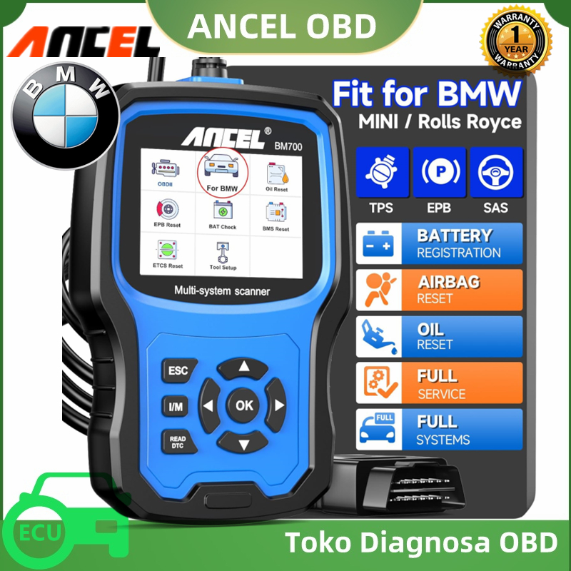 【For BMW】ANCEL BM700 OBD2 Scanner Full System 2025 Car Diagnostic Tool Ecu Injector Coding Tool Support 10 Maintenance Learning Function Check Fault Code Diagnosis Tool Ecu Code Reader Scan Tool Lifetime Free Update Harga 1,290,000 rupiah*Gratis Ongkir