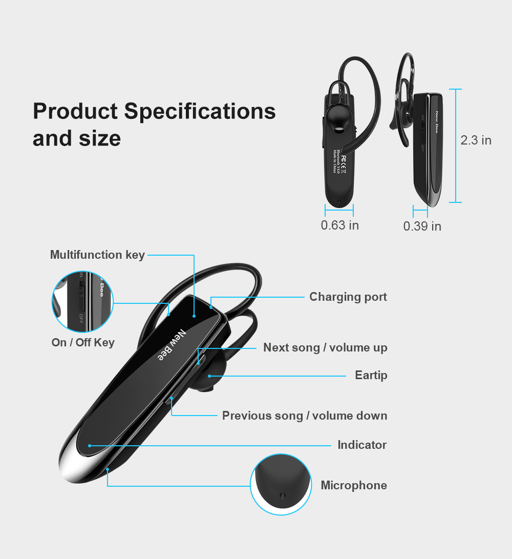 New Bee Bluetooth Headset Bluetooth 