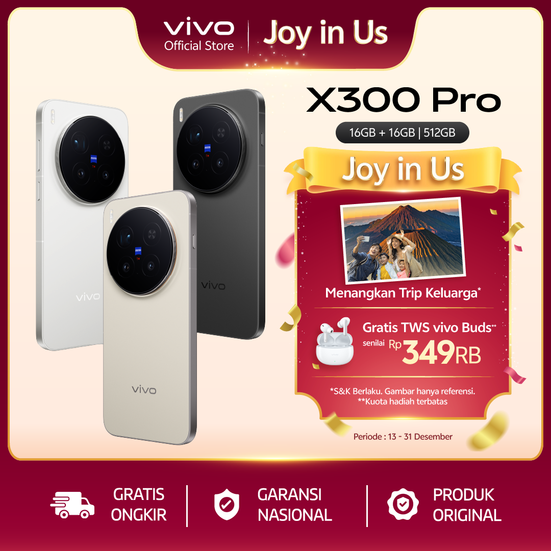 vivo X300 Pro (16/512) - 200 MP ZEISS APO Telephoto Camera, 4k 120 fps Dolby Vision Video, All New OriginOS 6, Dimensity 9500 & vivo VS1 Chip Harga 18,999,000 rupiah*Gratis Ongkir