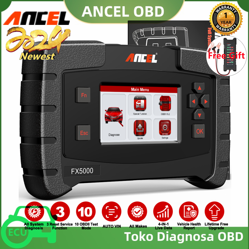 ANCEL FX5000 OBD2 Scanner Full System Car Diagnostic Tool Support ECU Reset Delete Code Turn off Warning Lights Odb2 Scanner Code Reader Scan Tool Auto Scanner Lifetime Free Update Harga 2,192,000 rupiah*Gratis Ongkir