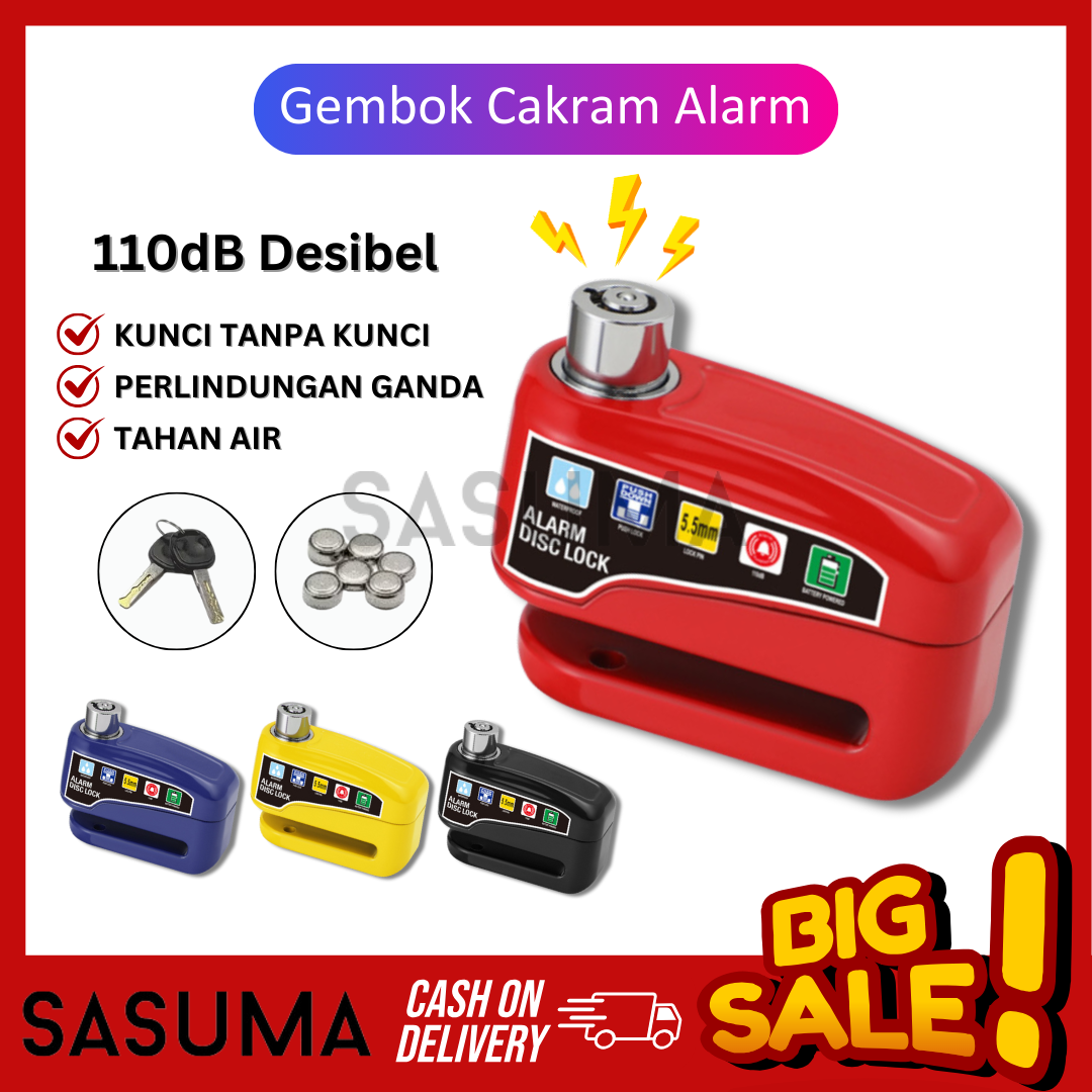 Sasuma Motorcycle Disc Lock Alarm Safety Padlock Harga 19,000 rupiah*Gratis Ongkir