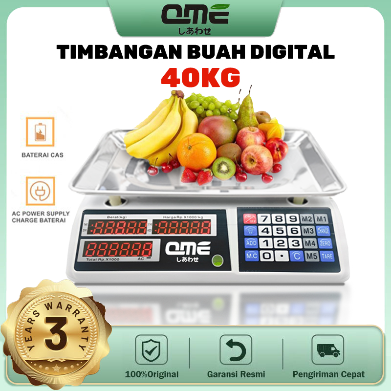 QME Digital Computing Scale 40kg Double Display Timbangan Buah 40kg Harga 199,900 rupiah*Gratis Ongkir