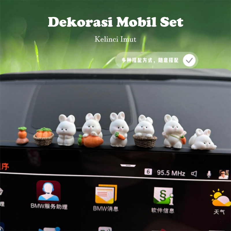 Rabbit Car Dashboard Decoration 8 in 1 Rabbit Carrot Statue Miniature Car Interior Decoration Harga 23,220 rupiah*Gratis Ongkir