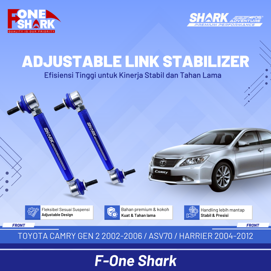 F-one shark FOS front sway bar link stabilizer link stable adjustable adj Toyota Camry Gen 2 2002-2006/asv70/Harrier 2004-2012 premium Harga 1,190,000 Ringgit*Penghantaran Percuma