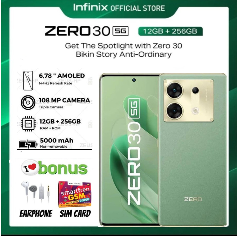 Infinix Zero 30 5G 12/256 GB 8/256 GB 4G NFC Garansi Resmi Zero 30 - 4G 8/256 Promo Harga  2,271,680 Ringgit*Penghantaran Percuma
