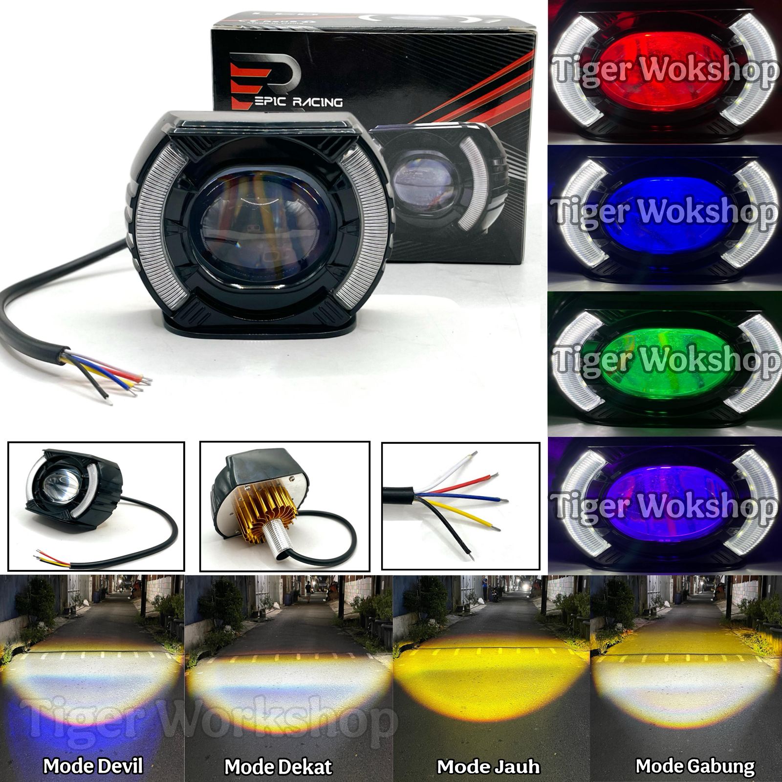 Biled 3 Inch Hexa Ala-Ala Headlight Biled Projie D2 D3 Far Near Plus Devil Black Series Harga 59,000 rupiah*Gratis Ongkir