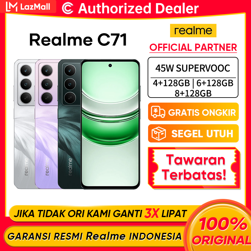 Realme C71 4/128Gb 6/128Gb 8/128Gb 6300Mah Battery 45W Flashcharge Nfc 100% Original Harga  1,649,000 Ringgit*Penghantaran Percuma
