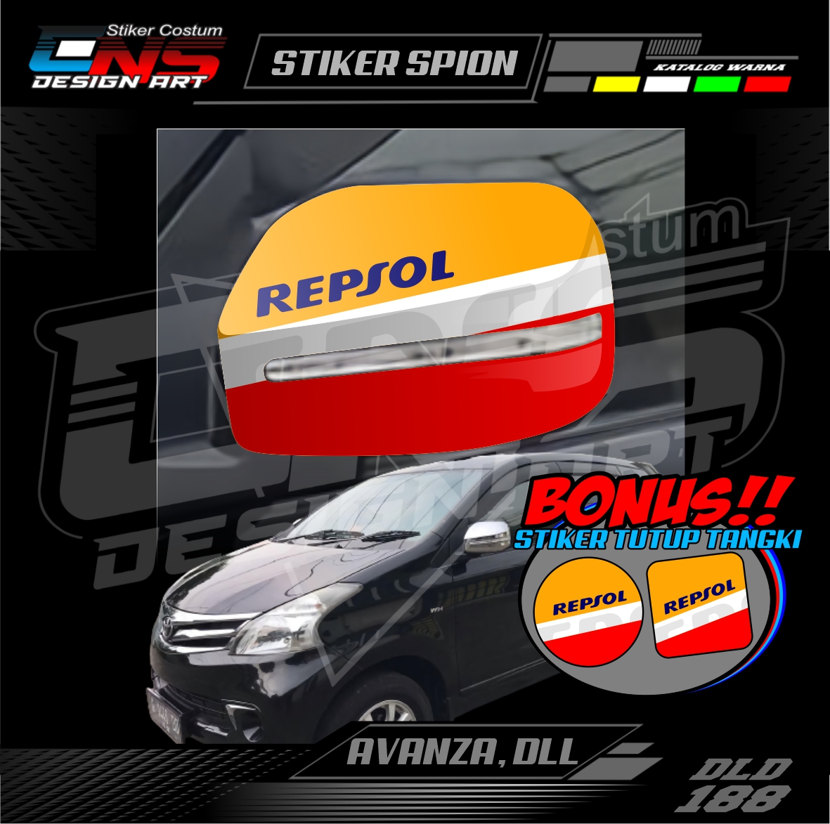 Stiker Spion Mobil Toyota Avanza REPSOL Custom Semua Mobil Stiker Spion Pick Up Stiker Print Stiker Vinyl Stiker Kata Keren Stiker Cewek Vector Hijab - Bisa Request Harga 54,900 rupiah*Gratis Ongkir
