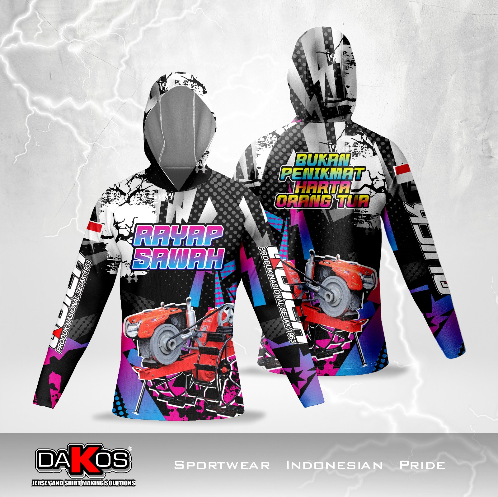 Premium tractor Jersey printing material breathable breathable/long sleeve sport wet paddy field farmer Jersey Harga 60,000 rupiah*Gratis Ongkir