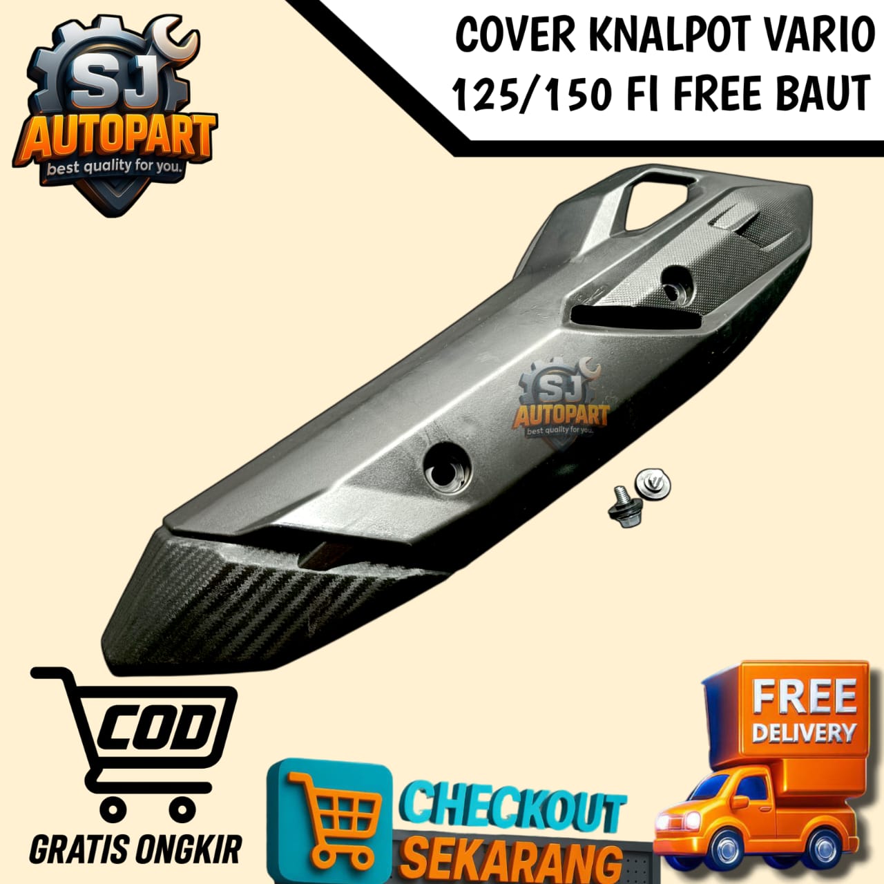 Honda Vario 125 Vario 150 Fi Exhaust Cover, Vario 150 Exhaust Shield Harga 14,850 rupiah*Gratis Ongkir