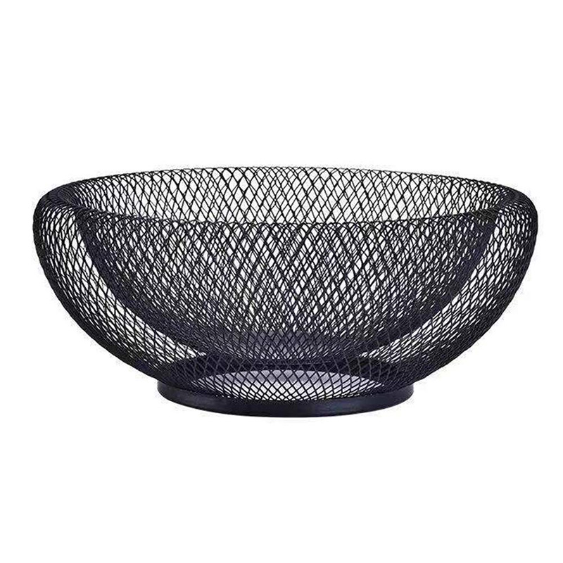 Buery Round Metal Fruit Basket Table Decorative Centerpiece Holder Candy and other Household Items Wire Fruit Basket 10 Inch Large Countertop Fruit Bowl for Fruit Vegetable Bread Black 