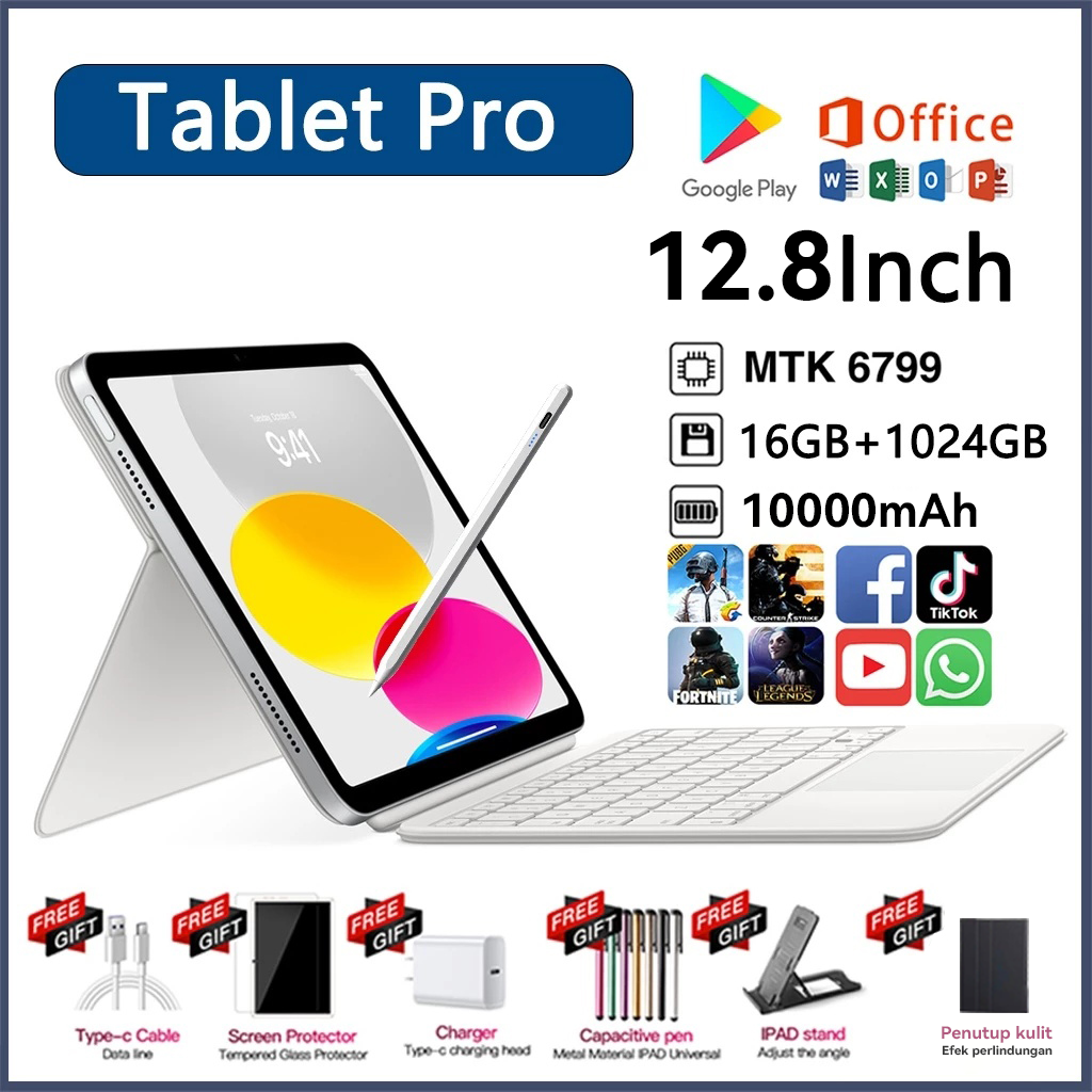 New Galaxy Tab pro11 tablet (ram16gb + rom512gb) android13 5G/WiFi 10000mAh 12.8inch HD tablet entertainment office tablet student learning universal dual SIM tablet/WiFi Tablet Android tablet Murah tablet Harga  1,168,200 Ringgit*Penghantaran Percuma