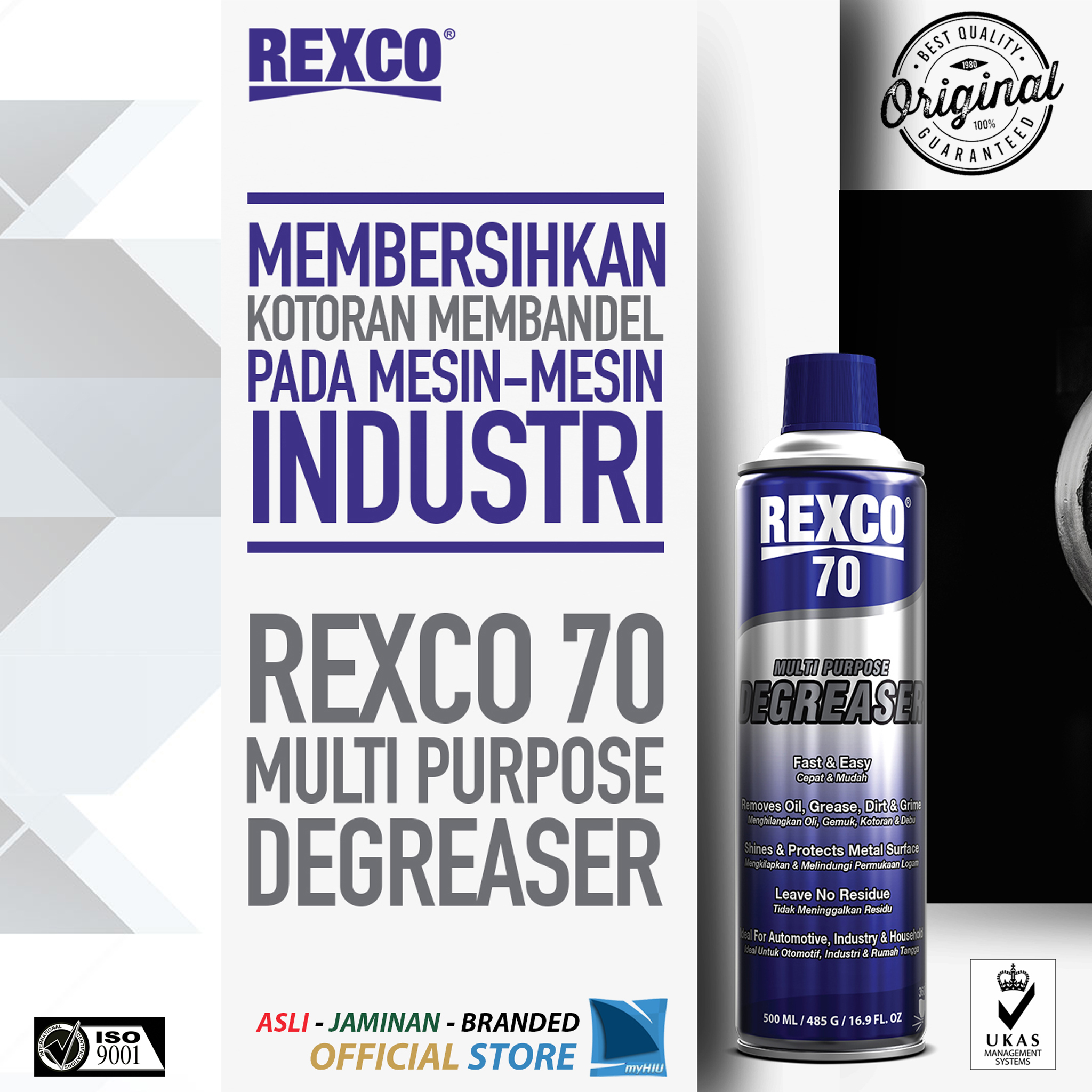 Pembersih Kotoran Endapan Karbon Minyak Gemuk / Degreaser Mesin dan Otomotif Isi 500 ml REXCO 70 Harga 42,300 Ringgit*Penghantaran Percuma