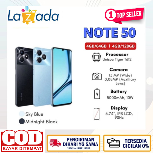 Realme note 50 [4GB + 64GB] [4GB + 128GB] unisoc Tiger T612 Harga  1,041,600 Ringgit*Penghantaran Percuma
