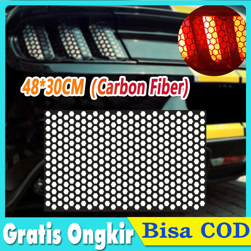 Carbon Stiker Lampu Belakang Mobil Stoplamp Motif Sarang Lebah 48x30cm Untuk toyota honda suzuki mazda nissan dll Harga 39,000 rupiah*Gratis Ongkir