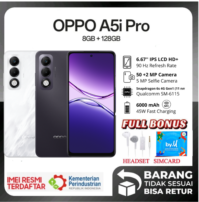 Oppo a5i pro RAM 8 GB ROM 128 GB warranty-8/128 GB purple Harga  2,039,750 Ringgit*Penghantaran Percuma