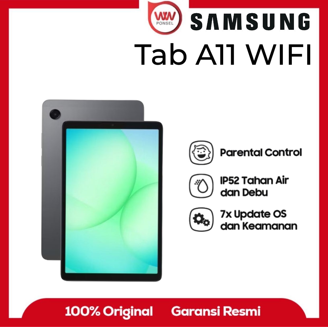Samsung Galaxy Tab A11 WiFi 4GB RAM internal 64GB official warranty Harga 2,099,000 rupiah*Gratis Ongkir