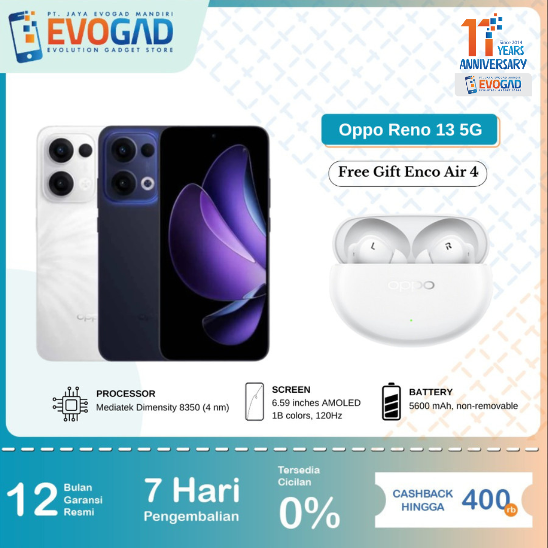 OPPO Reno 13 5G 12/256GB, Mediatek Dimensity 8350 6.59 Inch Amoled 120Hz 50MP 5600 mAh 80W | Garansi Resmi OPPO Indonesia 1 Tahun Harga  8,297,000 Ringgit*Penghantaran Percuma