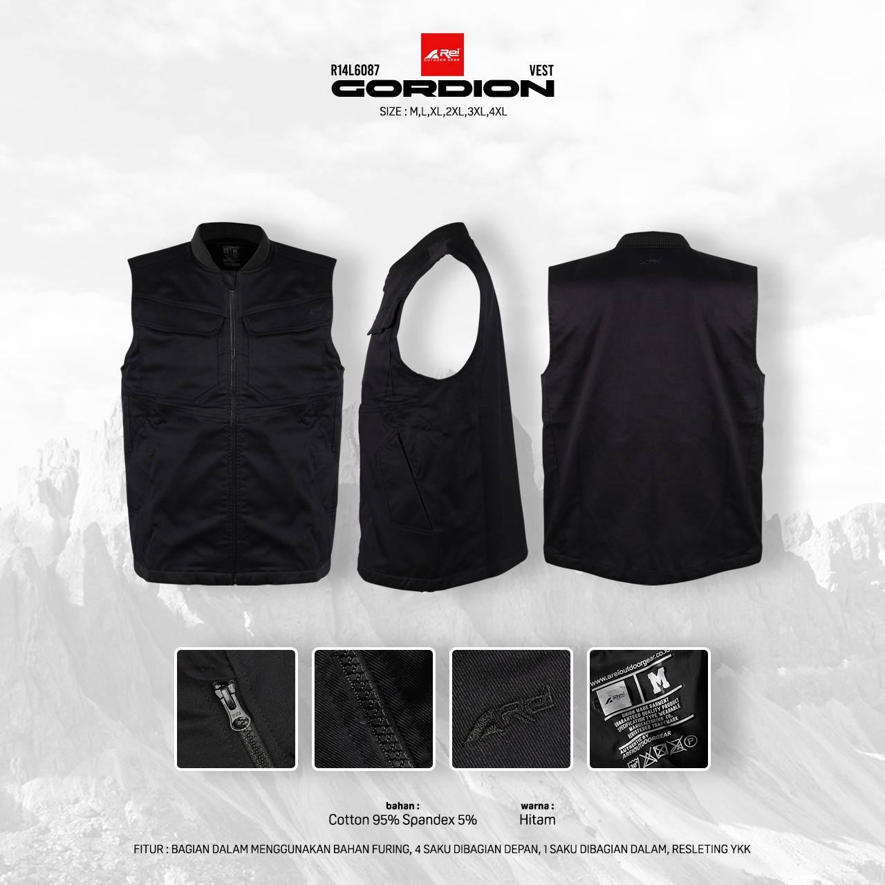 Gordion Arei Outdoorgear Vest / Waistcoat Harga 499,000 rupiah*Gratis Ongkir