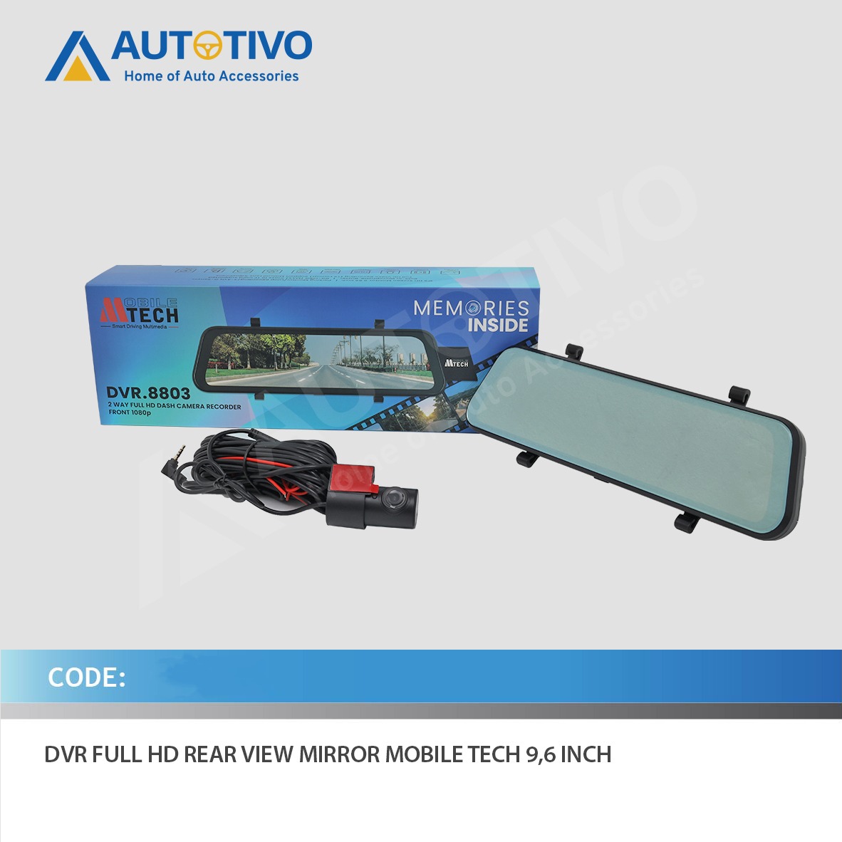 DVR Full HD Rear View Mirror Mobile Tech 9,6 Inch Harga 1,500,000 rupiah*Gratis Ongkir