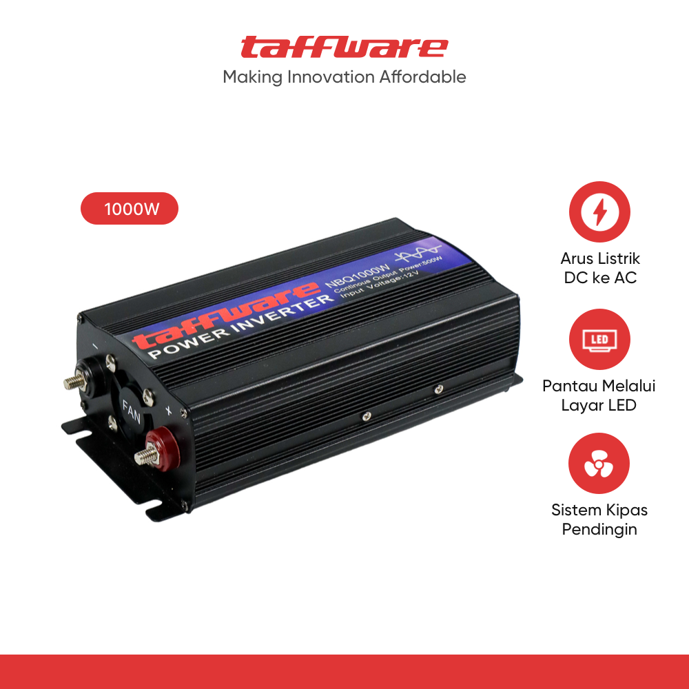 Taffware Car Power Inverter Pure Sine Wave DC 12V to AC220V 1000W Harga 746,000 rupiah*Gratis Ongkir