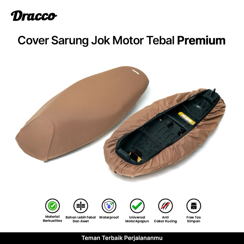 Dracco Premium Motorbike Seat Cover, Thick Brown, Waterproof, Anti-Cat Scratch, Free Storage Bag Harga 48,960 rupiah*Gratis Ongkir