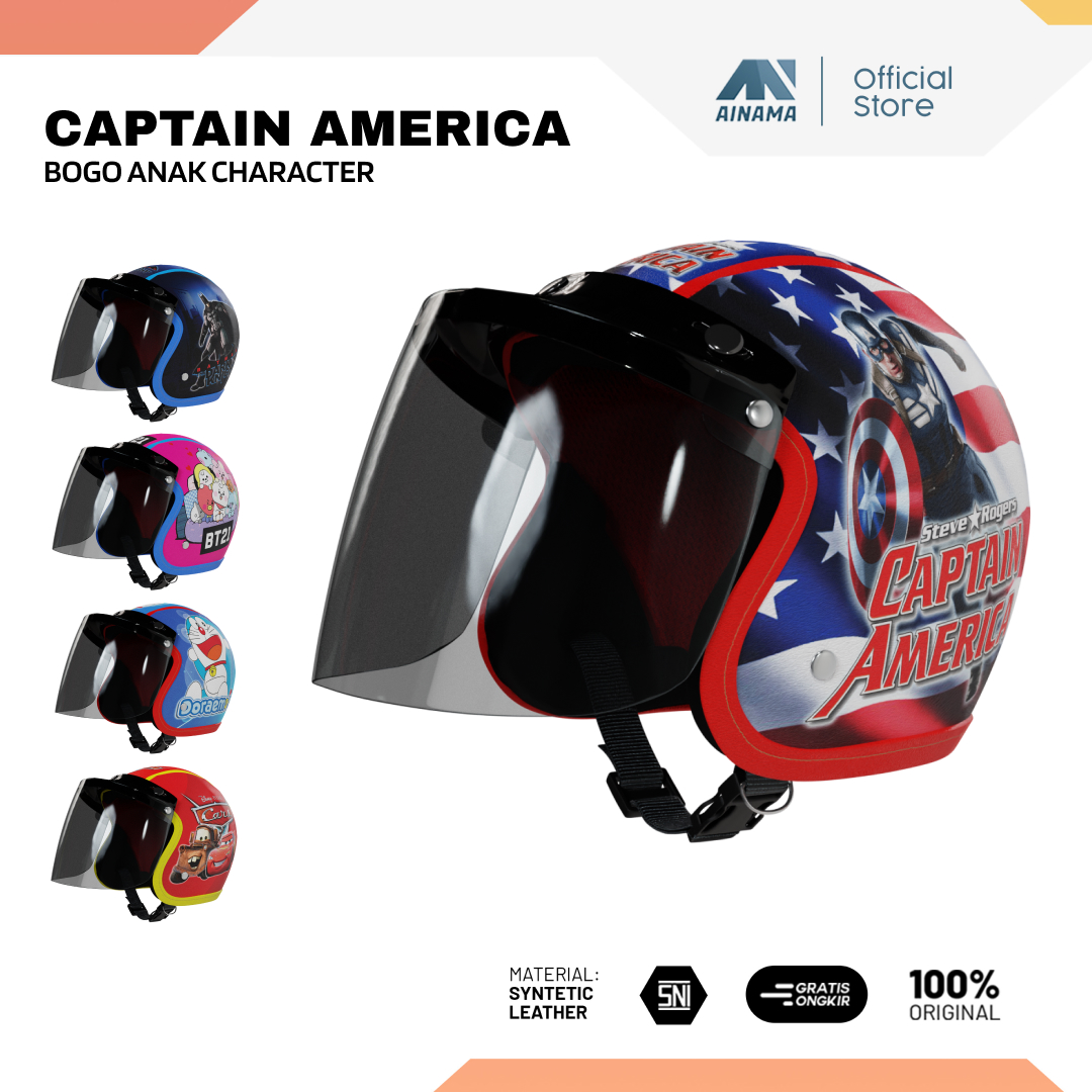Helm Bogo Retro Anak Polos Usia 2 3 4 5 6 Tahun Cowok Perempuan Full Kulit Banyak Motif Unik Lucu Kaca Flat Datar Harga 64,999 rupiah*Gratis Ongkir