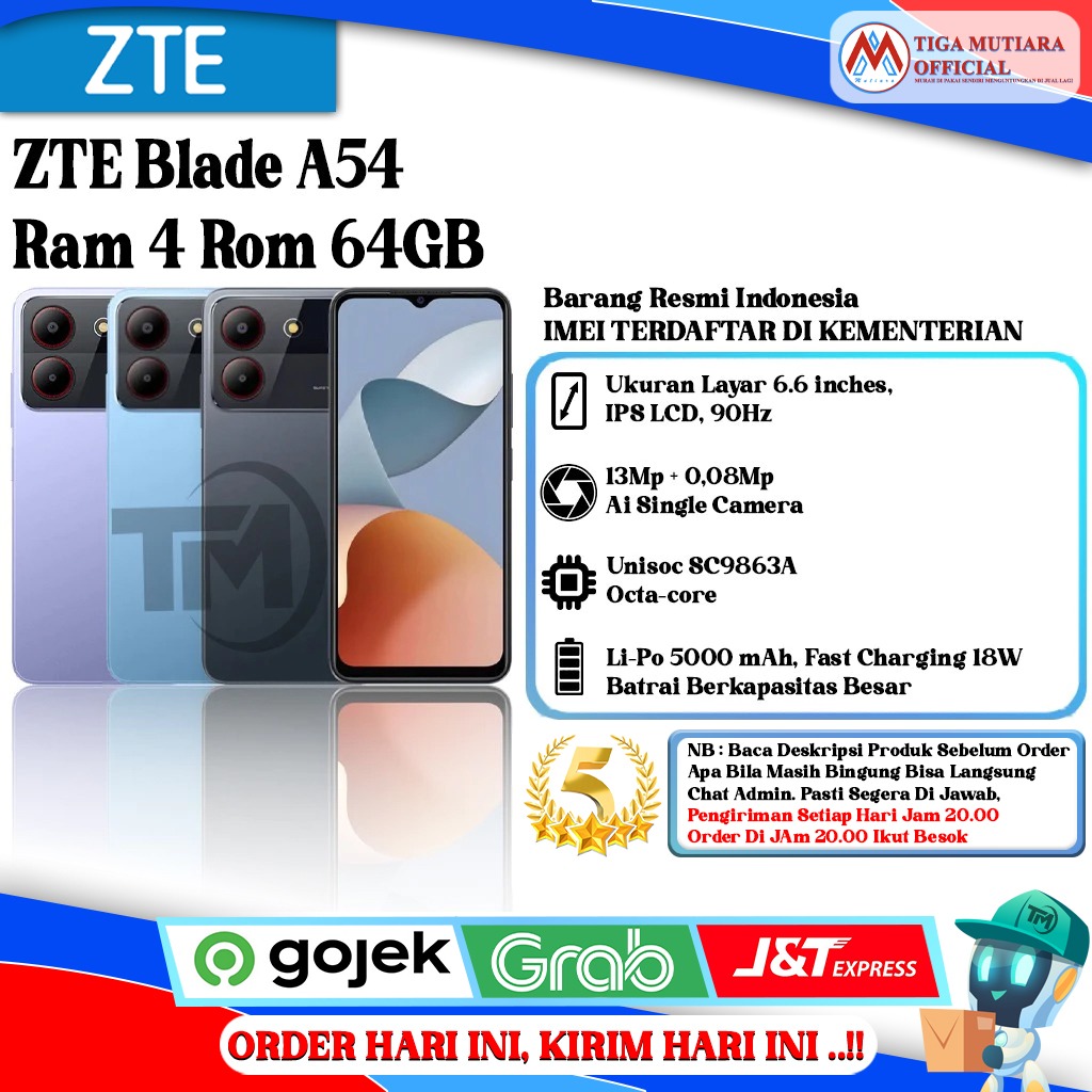 ZTE Blade A54 Ram 4 Rom 64GB Giá 1,099,900 Đồng*Miễn phí vận chuyển