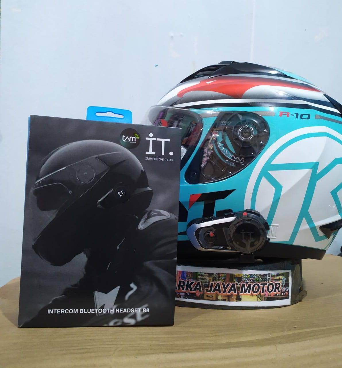 helm kyt R10 aqua marine + intercome 