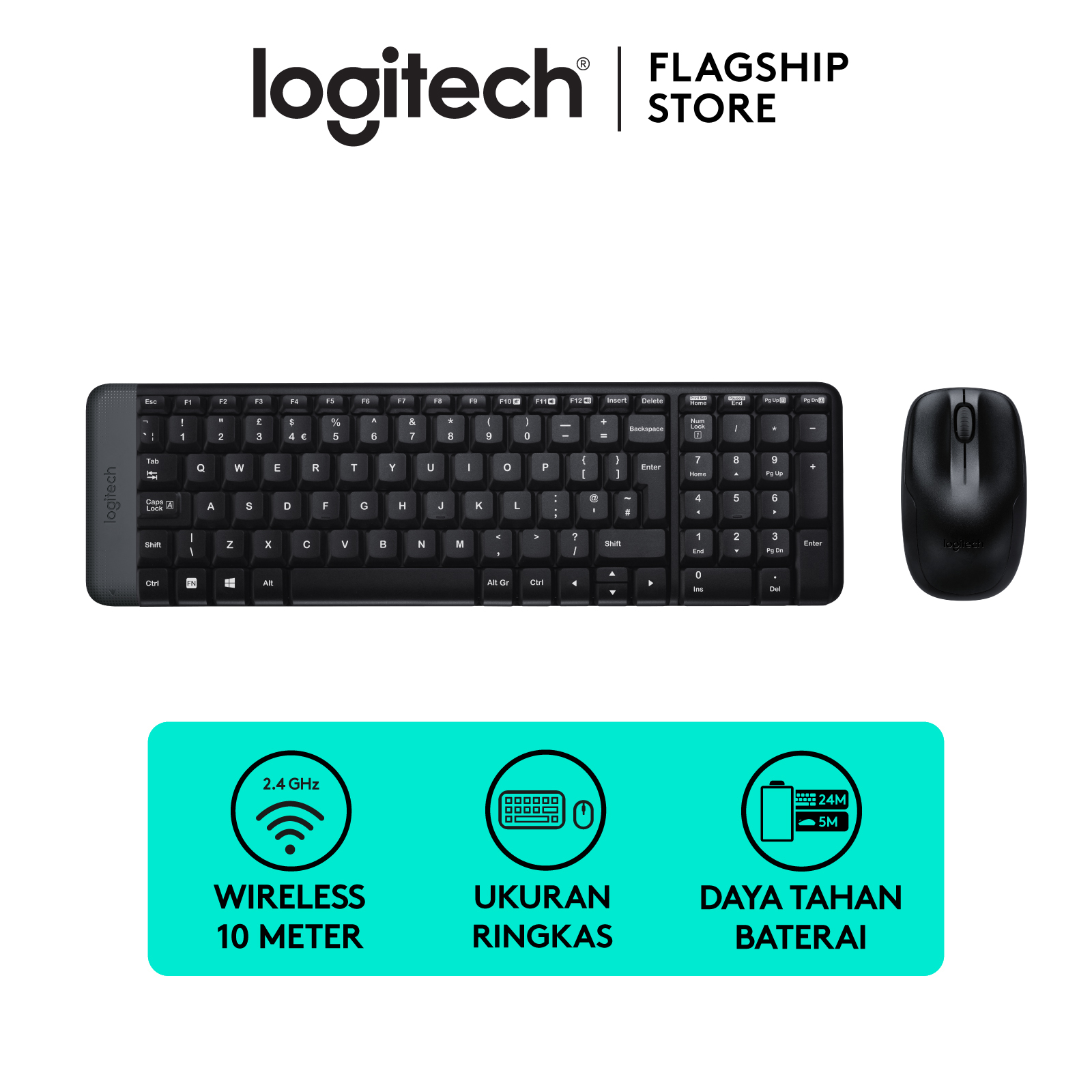 Logitech MK215 Keyboard dan Mouse Wireless Compact Combo Harga 266,000 rupiah*Gratis Ongkir