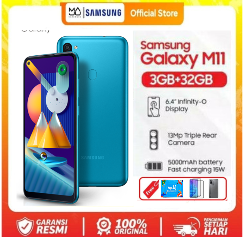 PROMO !!! SAMSUNG GALAXY M11 RAM 3GB ROM 32 GB HANDPHONE ANDROID M11 - Garansi Harga 1,030,000 rupiah*Gratis Ongkir