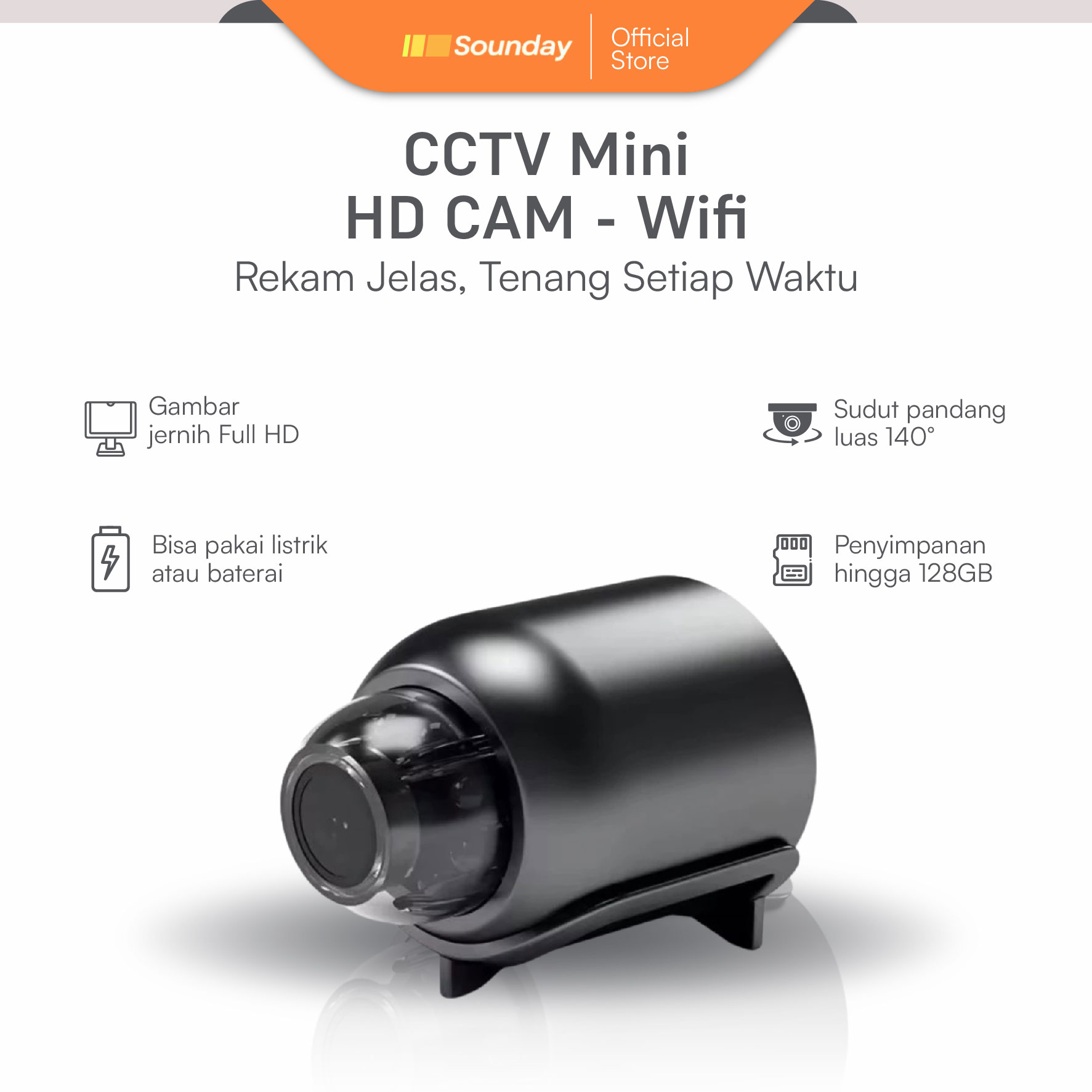 Sounday mini surveillance camera WiFi hidden spy camera HD CCTV mini cam save hidden remote monitoring video mini surveillance camera battery/camera Harga 87,612 rupiah*Gratis Ongkir