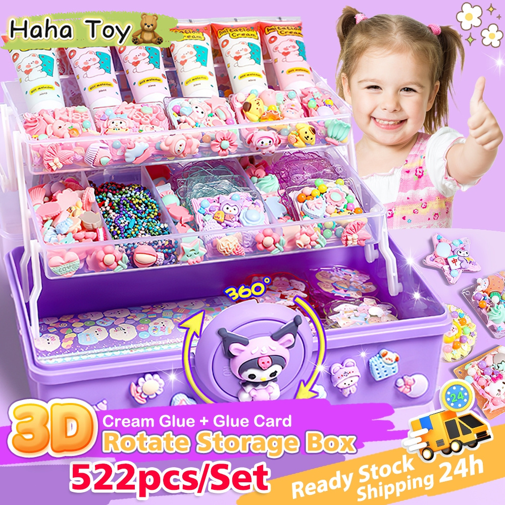 HAHA TOY DIY Keychain Set Kotak Stiker Cream Kartun Mainan Merangsang Kreativitas Anak-anak