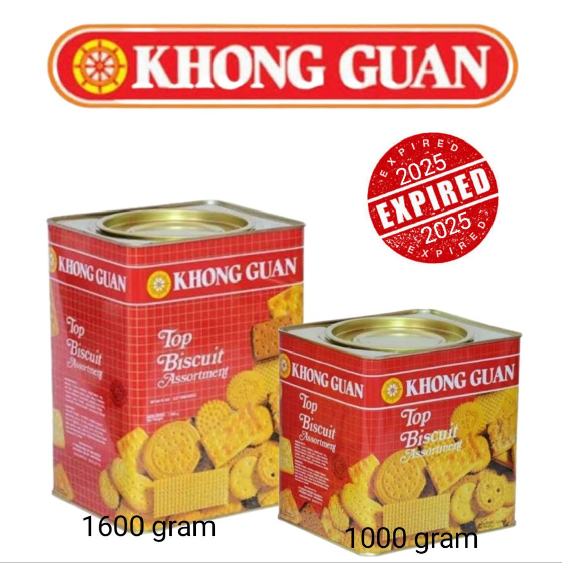 Jual Khong guan top biskuit 1600gr kaleng segi | Shopee