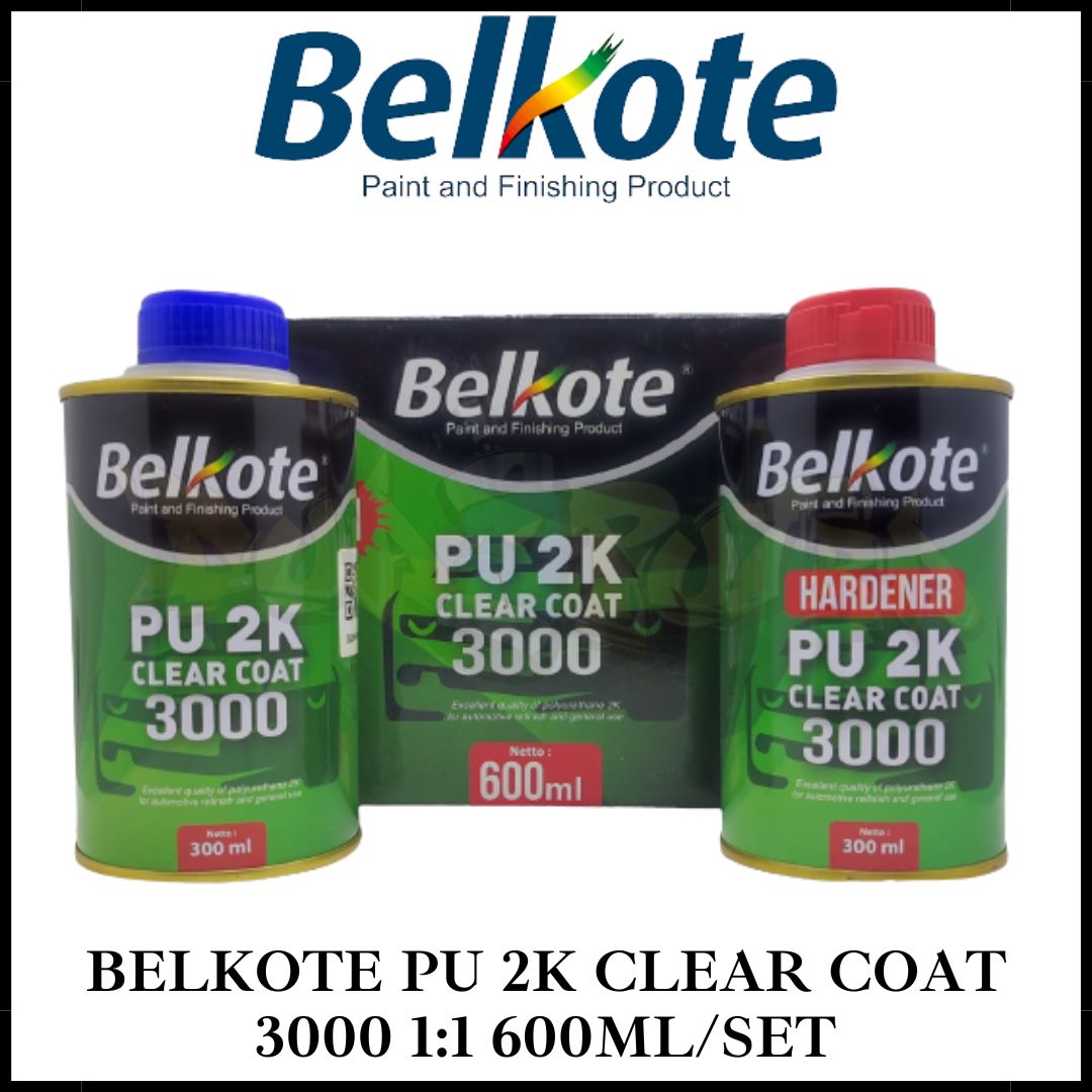 Clear Belkote Pu 2K 3000 Gloss 600Ml/Set (300Ml+300Ml) / Clear Coat / Varnish / Vernish Harga 96,236 rupiah*Gratis Ongkir