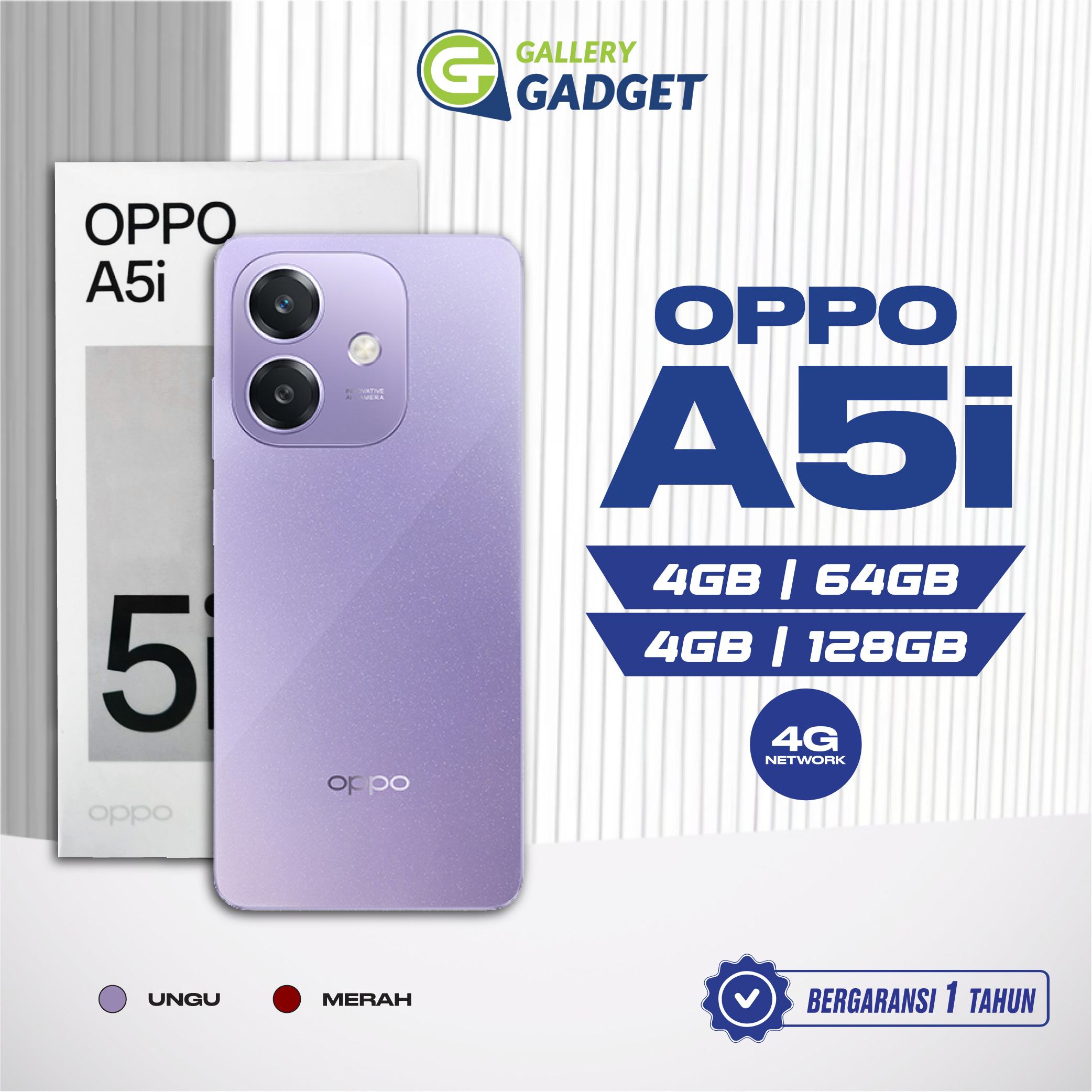 OPPO A5i 4/64 4/128 GB RAM 4GB ROM 64GB 128GB Garansi Resmi Giá 1,599,000 Đồng*Miễn phí vận chuyển